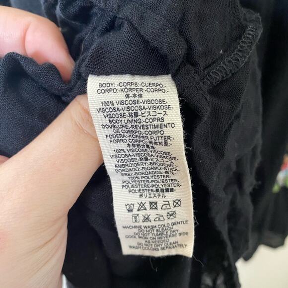 Free People Oxford Mini Dress floral bell sleeves open back embroidered flowy - Picture 6 of 9